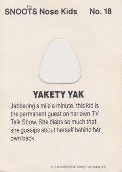 1989 Continental Candy Company Snoots #18 Yakety Yak Back
