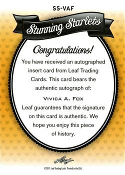 2011 Leaf Pop Century - Stunning Starlets #SS-VAF Vivica A. Fox Back