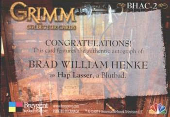 2013 Breygent Grimm - Autographs #BHAC2 Brad William Henke Back