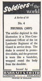 1966 Barratt Soldiers of the World #4 Prussia (1837) Back