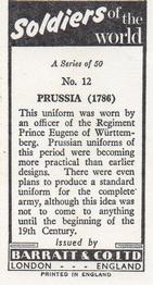 1966 Barratt Soldiers of the World #12 Prussia (1786) Back
