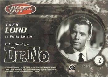 2002 Rittenhouse James Bond 'Dr. No' Commemorative #12 Jack Lord as Felix Leiter Back