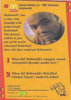1996 Classic McDonald's #47 Charles Barkley (2) - 1995 Television Commercial Back