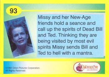 1991 Merlin Bill & Ted's Totally Excellent Collector Cards #93 Missy and her New-Age friends hold a séance Back
