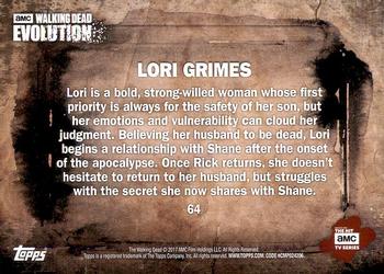 2017 Topps The Walking Dead: Evolution #64 Lori Grimes Back