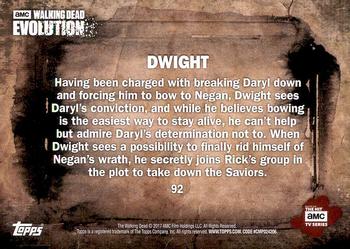 2017 Topps The Walking Dead: Evolution #92 Dwight Back