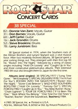 1985 AGI Rock Star #10 38 Special Back