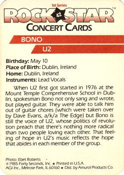 1985 AGI Rock Star #42 Bono / U2 Back