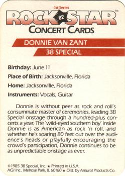 1985 AGI Rock Star #82 Donnie Van Zant / 38 Special Back