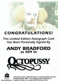 2016 Rittenhouse James Bond Archives SPECTRE Edition - Autographs #NNO Andy Bradford Back