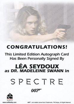 2016 Rittenhouse James Bond Archives SPECTRE Edition - Autographs #NNO Léa Seydoux Back