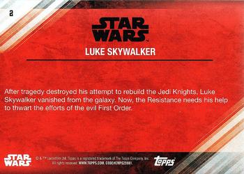 2017 Topps Star Wars: The Last Jedi #2 Luke Skywalker Back