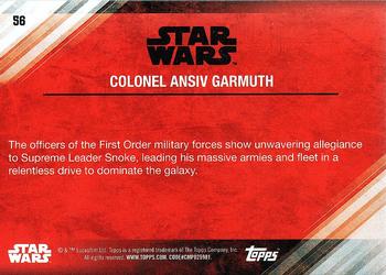 2017 Topps Star Wars: The Last Jedi #56 Colonel Ansiv Garmuth Back
