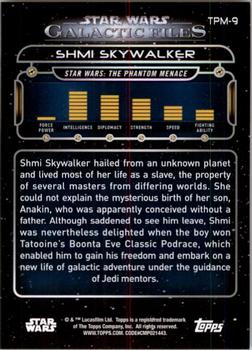 2017 Topps Star Wars: Galactic Files Reborn - Orange #TPM-9 Shmi Skywalker Back