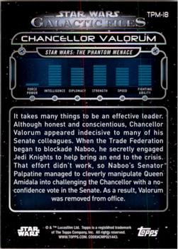 2017 Topps Star Wars: Galactic Files Reborn - Orange #TPM-18 Chancellor Valorum Back