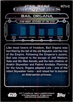 2017 Topps Star Wars: Galactic Files Reborn - Orange #ROTS-10 Bail Organa Back