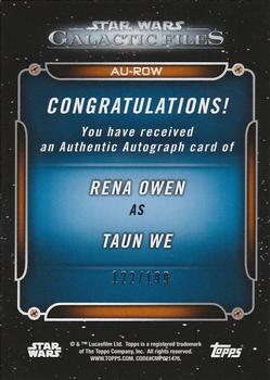 2017 Topps Star Wars: Galactic Files Reborn - Autographs #NNO Rena Owen Back