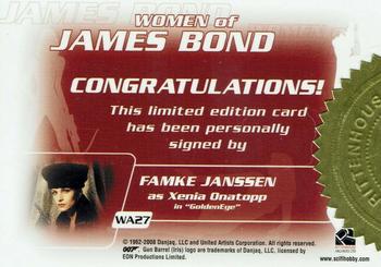 2009 Rittenhouse James Bond Archives - Case Purchase Incentive Autographs #WA27 Famke Janssen Back