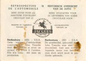 1955 Chocolat Jacques Retrospective de l'automobile #98 1931 - Sterkenburg Back