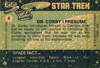 1969 A&BC Star Trek #8 Dr. Corby I Presume Back