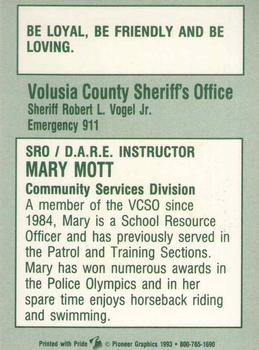 1993 Volusia County Sheriff's Office SheriffStars #NNO Mary Mott Back