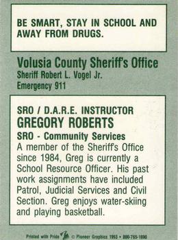 1993 Volusia County Sheriff's Office SheriffStars #NNO Gregory Roberts Back