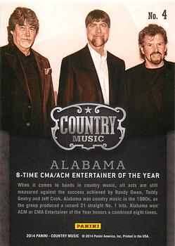 2014 Panini Country Music - Award Winners #4 Alabama Back