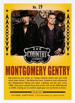 2014 Panini Country Music - Backstage Pass Green #19 Montgomery Gentry Back
