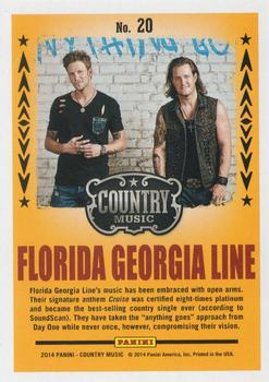 2014 Panini Country Music - Backstage Pass Green #20 Florida Georgia Line Back