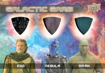 2017 Upper Deck Marvel Guardians of the Galaxy Vol. 2 - Galactic Garb Triple Relics #TM-9 Ego / Nebula / Drax Front