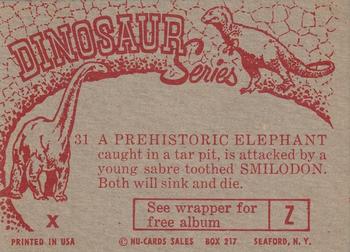 1961 Nu-Cards Dinosaur Series #31 Smilodon / Prehistoric Elephant Back