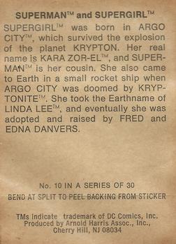 1978 Taystee Bread DC Superheroes Stickers #10 Superman  / Supergirl Back