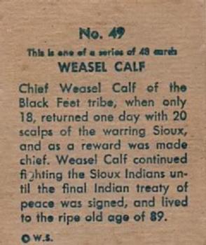 1930 Indian & Western Series (R185) #49 Weasel Calf Back