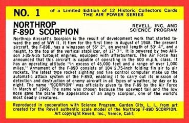 1961 Revell Air Power Series (UM26-5) #1 Northrop F-89D Scorpion Back