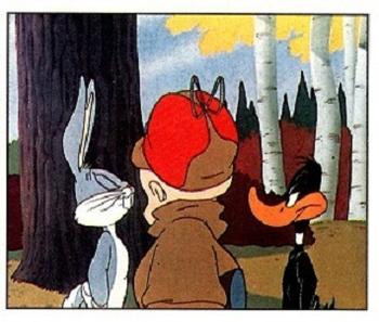 1990 Panini Happy Birthday Bugs #2 Bugs Bunny / Elmer Fudd / Daffy Duck Front