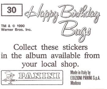 1990 Panini Happy Birthday Bugs #30 Cup of Cat Flour Back