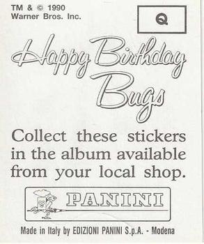 1990 Panini Happy Birthday Bugs - Clear #Q Sylvester Back