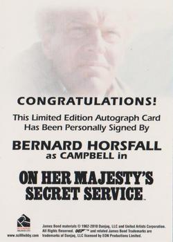 2010 Rittenhouse James Bond Heroes and Villains - Autographs #NNO Bernard Horsfall Back