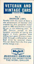1962 Mobil Veteran and Vintage Cars #2 Daimler (1897) Back