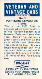 1962 Mobil Veteran and Vintage Cars #5 Panhard-Levassor (1900) Back