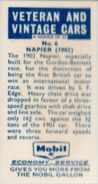 1962 Mobil Veteran and Vintage Cars #6 Napier (1902) Back