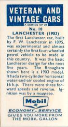 1962 Mobil Veteran and Vintage Cars #10 Lanchester (1903) Back