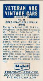 1962 Mobil Veteran and Vintage Cars #21 Delaunay-Belleville (1908) Back