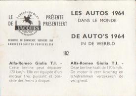 1964 Chocolat Jacques Les Autos Dans le Monde #182 Alfa-Romeo Giulia T.I. Back