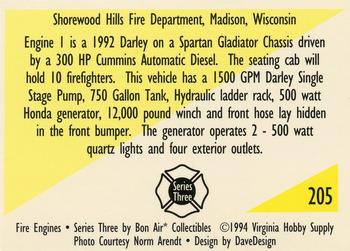 1994 Bon Air Fire Engines #205 Madison, Wisconsin - 1992 Darley/Spartan Back