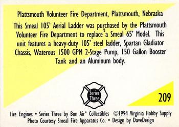1994 Bon Air Fire Engines #209 Plattsmouth, Nebraska - Smeal 105' Aerial Ladder Back