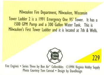 1994 Bon Air Fire Engines #229 Milwaukee, Wisconsin - 1991 E-One Tower Ladder Back