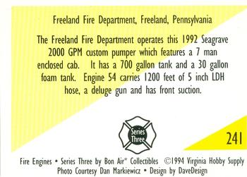 1994 Bon Air Fire Engines #241 Freeland, Pennsylvania - 1992 Seagrave Custom Back