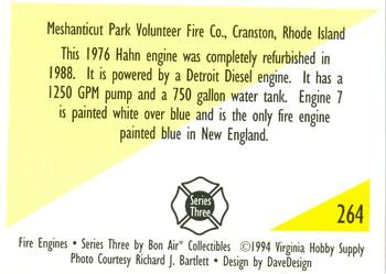 1994 Bon Air Fire Engines #264 Cranston, Rhode Island - 1976 Hahn Pumper Back