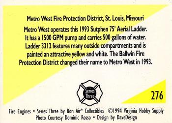 1994 Bon Air Fire Engines #276 St. Louis, Missouri - 1993 Sutphen Ladder Back